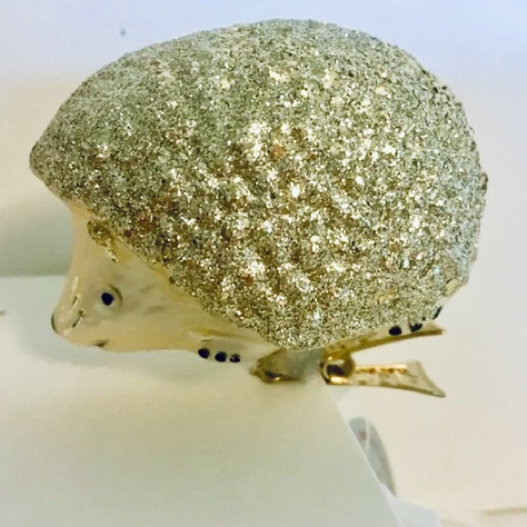 Light Gold Glass Clip On Hedgehog Ornament Xmas - Picture 5 of 7